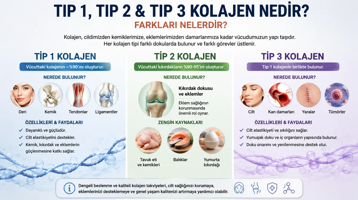 Tip 1, Tip 2 & Tip 3 Kolajen Nedir? Farkları Nelerdir?